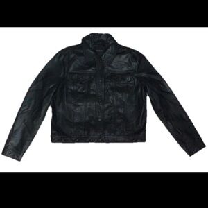 SOLD - Marc New York by Andrew Marc women’s Black Leather trucker Jacket